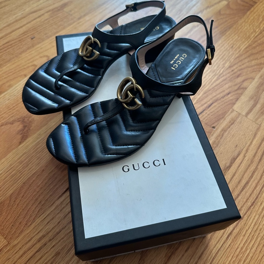Gucci Marmot Double G Black Sandals